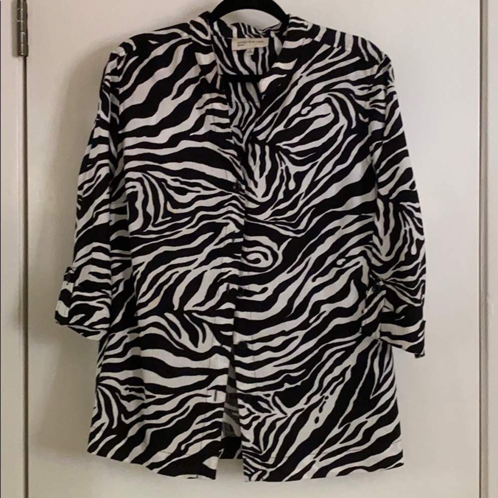 Linen zebra striped blouse. Size XL